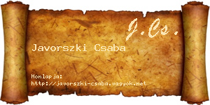 Javorszki Csaba névjegykártya